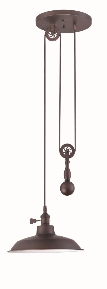 P400-ABZ Craftmade Lighting Pulley - One Light Mini Pendant - 11.75 inches wide by 6.88 inches high-Aged Bronze Brushed Finish