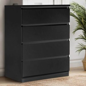 Zimtown Dresser for Bedroom with 4 Drawers,Chest of Drawers,Tall Dresser Drawers,Hallway,Living Room,Closet,Black