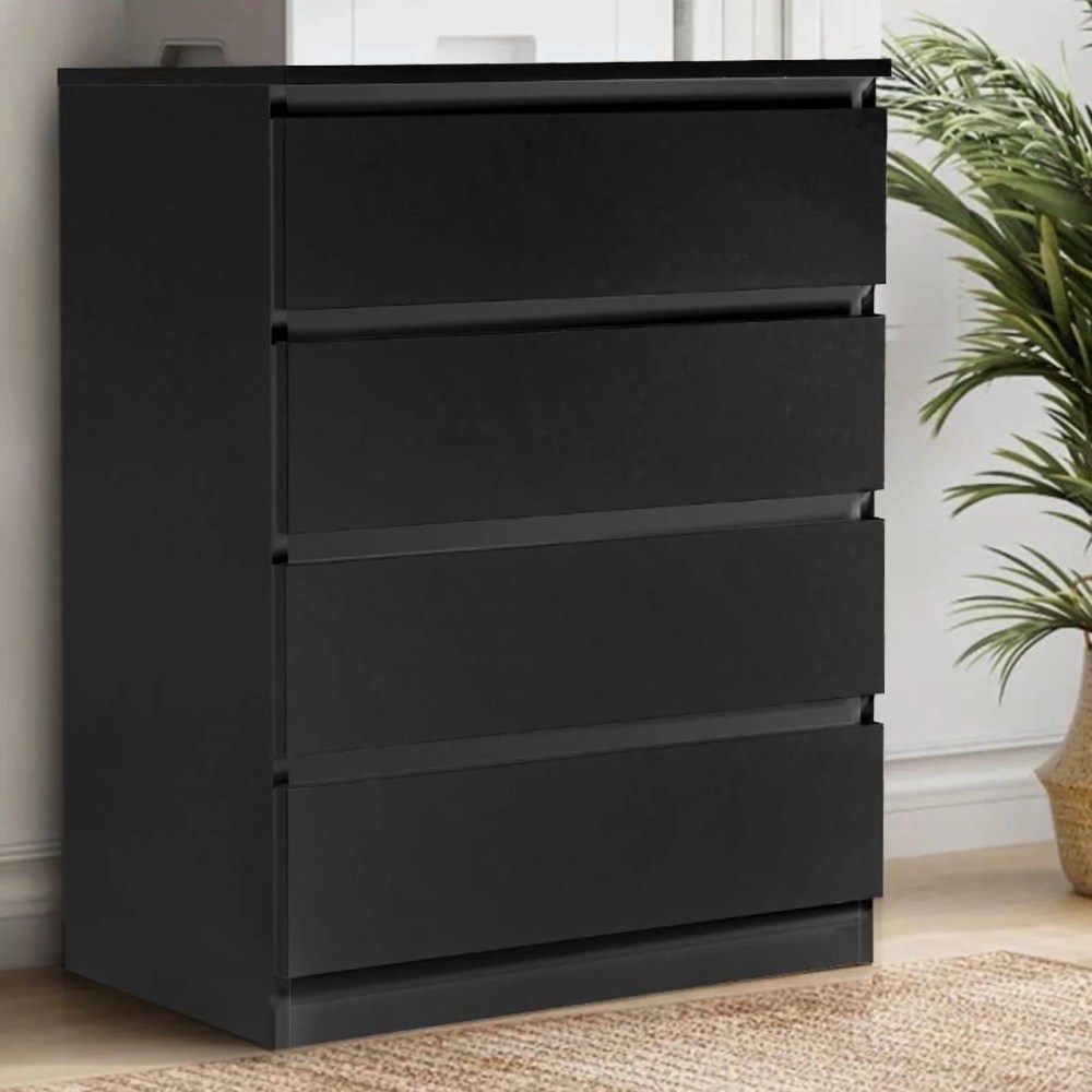 Zimtown Dresser for Bedroom with 4 Drawers,Chest of Drawers,Tall Dresser Drawers,Hallway,Living Room,Closet,Black