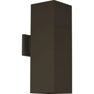 Progress Lighting,  Crawford,  2-Light Outdoor Wall Light,  Antique Bronze,  Aluminum,  6"x18"x8.88",  Damp Rated,  Halogen