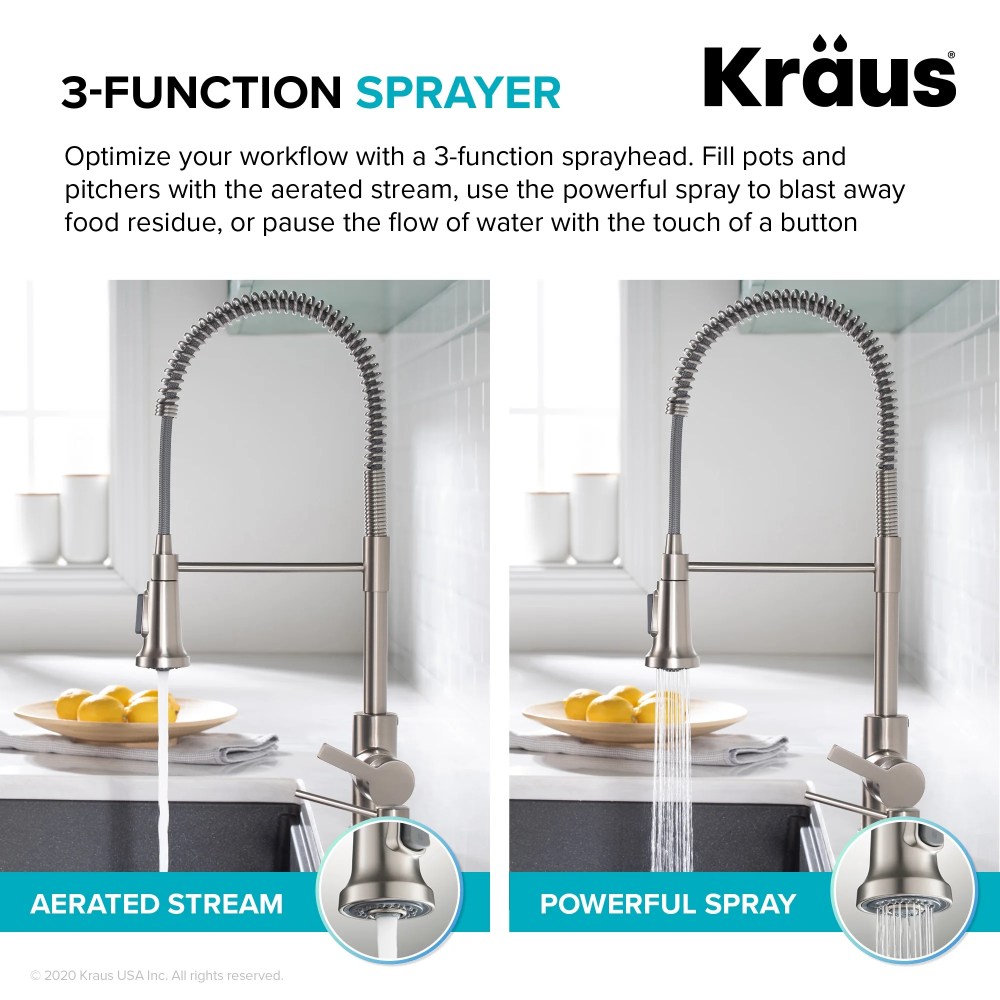 KRAUS Britt Commercial Style Pull-Down Single Handle Kitchen Faucet in Brushed Brass - Image 2