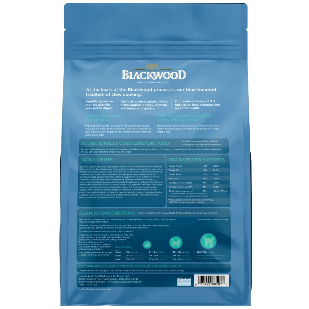 Blackwood Grain Free Cat Food Duck Meal, Salmon Meal & Field Pea 13.2 lb. - Image 6