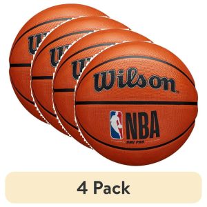 (4 pack) Wilson NBA DRV Pro Official Size 7 Outdoor Basketball-Durable Grip Performance Ball for Street Play & Training