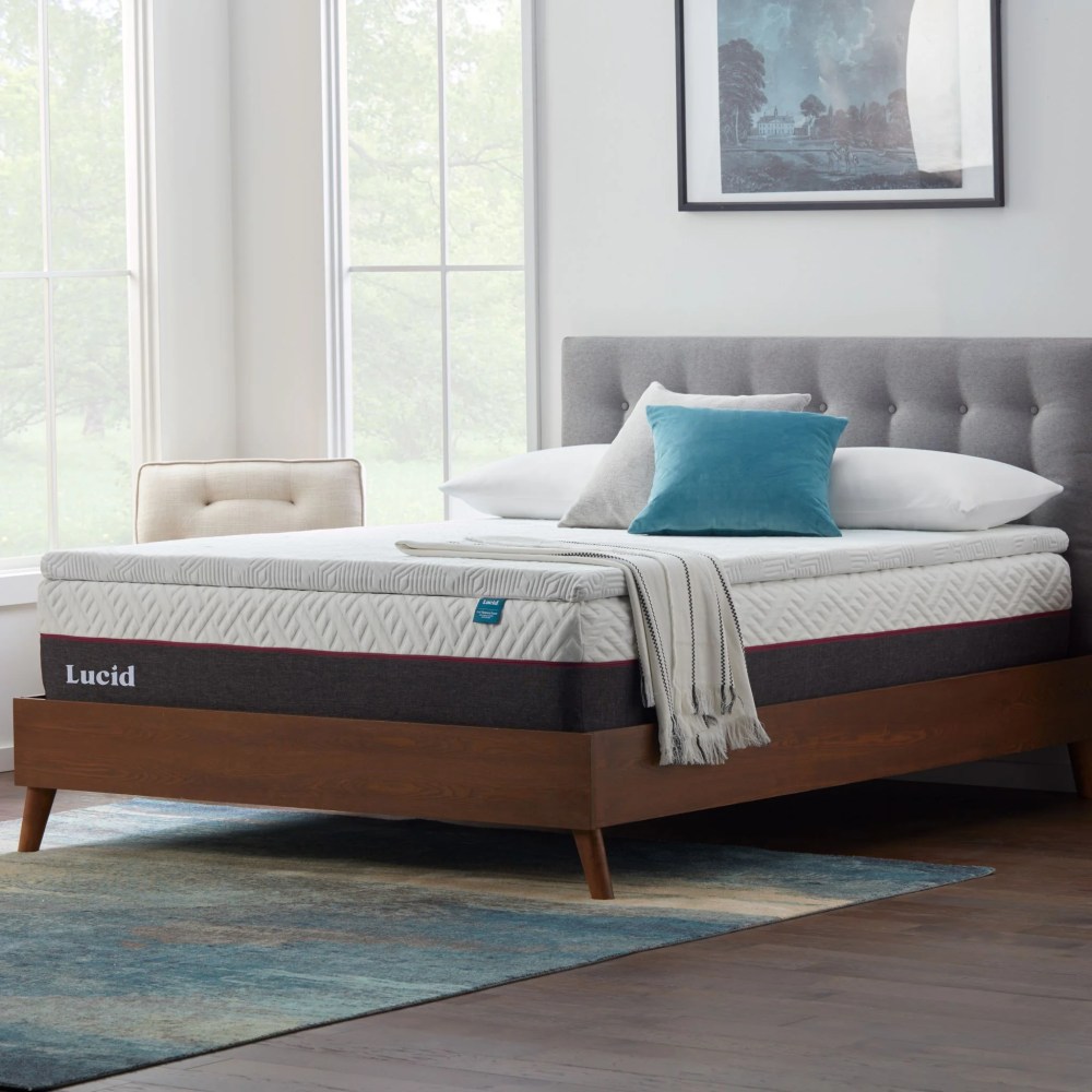 Lucid 2" Gel Memory Foam Mattress Topper, Queen - Infused with Cooling Gel and Aloe, Washable Cover - Image 10