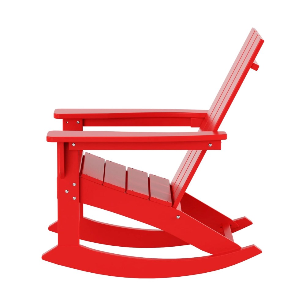 GARDEN Set of 2 Modern Plastic Outdoor Rocking Chairs for Patio Porch, Red - Image 8