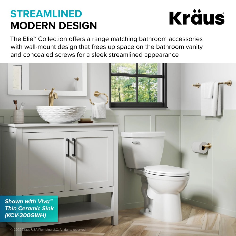 KRAUS Elie Bathroom Shelf Towel Rack with Towel Bar in Brushed Gold - Image 7
