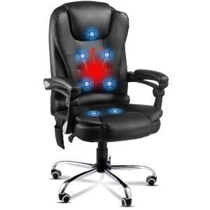 YODOLLA Heated Executive Office Chair with Massage Home Office Desk Chair Lumbar Back Support Leather Computre Chair,Black