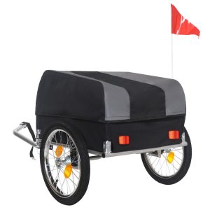 Yoneston 88LBS Heavy Duty Bicycle Cargo Trailer with Removable Waterproof, Portable Collapsible Bike Trailer with All Terrain Wheels for Camping, Grocery Transport, Black