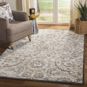 SAFAVIEH Bella Selna Floral Traditional Wool Area Rug, Beige/Multi, 4" x 6"
