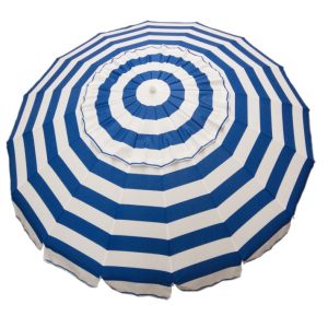 DestinationGear 8ft Blue and White Striped Deluxe Beach Umbrella with Travel Bag