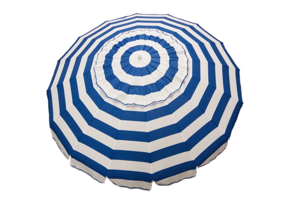 DestinationGear 8ft Blue and White Striped Deluxe Beach Umbrella with Travel Bag