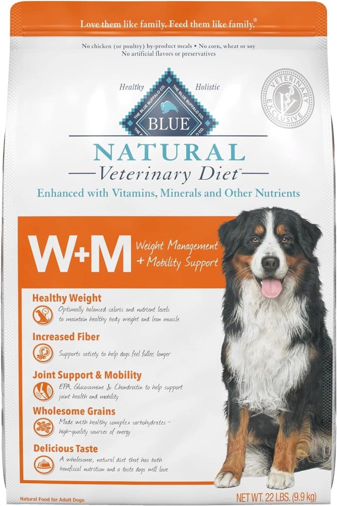 Blue Buffalo Natural Veterinary Diet WM Weight Management Mobility Support Dry Dog Food, Salmon 22-lb bag