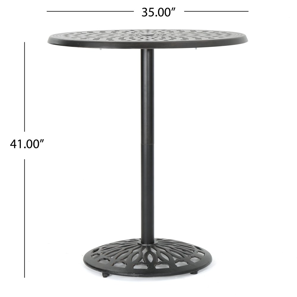 Cobb Outdoor Cast Aluminum Bar Table, Shiny Copper Finish - Image 7