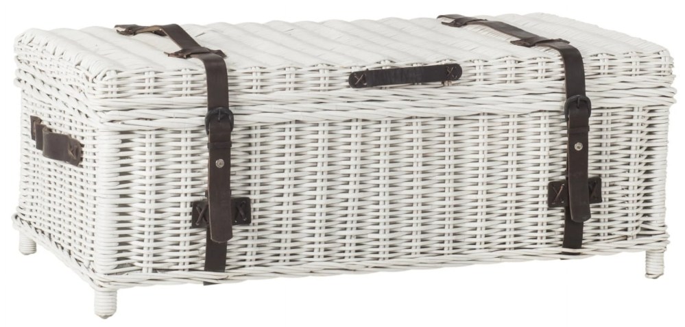 SAFAVIEH Navarro Rattan Coffee Table Trunk White - Image 5