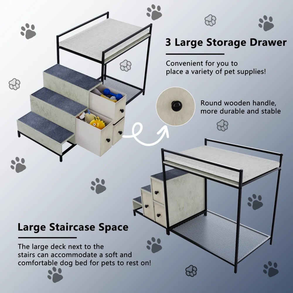BOSSIN Pet Window Perch with Stairs, 3 Drawers Large Pet Bunk Bed for Dogs and Cats - Image 7