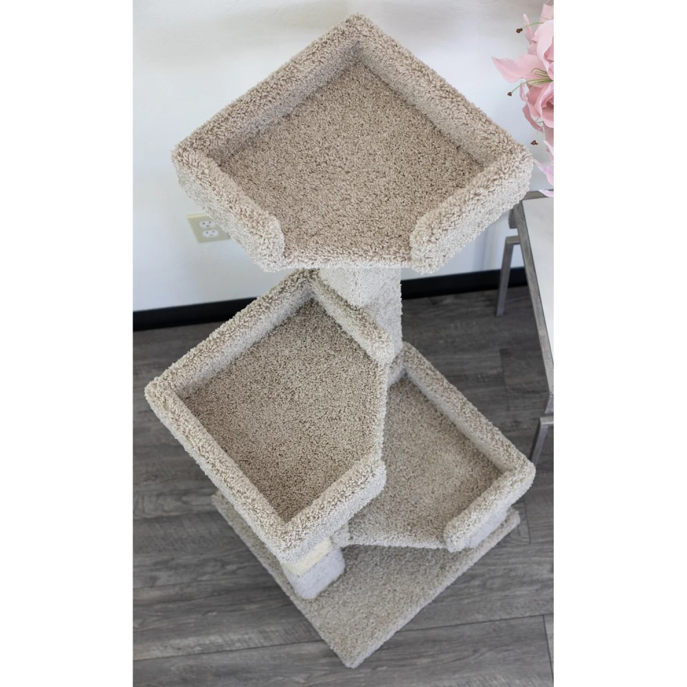 New Cat Condos 3 Level Solid Wood and Carpet Kitty Tree - Image 2