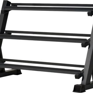 3-Tier Adjustable Dumbbell Rack,  Holds 5-50 lb Dumbbells & Barbells,  1100 lb Capacity,  Steel Home Gym Storage for Weights & Bars