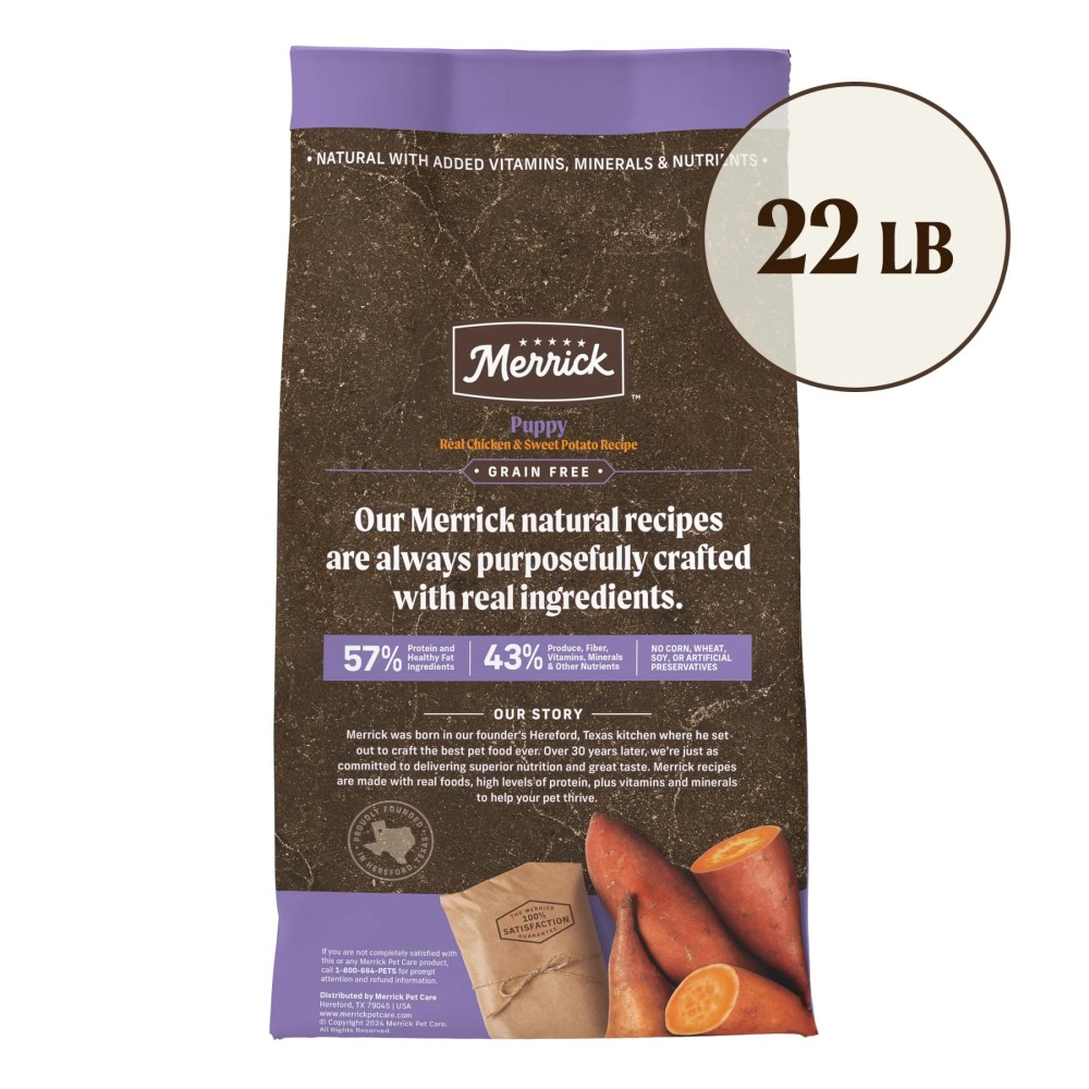 Merrick Grain-Free Puppy Dry Dog Food, High Protein Real Chicken & Sweet Potato, 22 lb Bag - Image 4