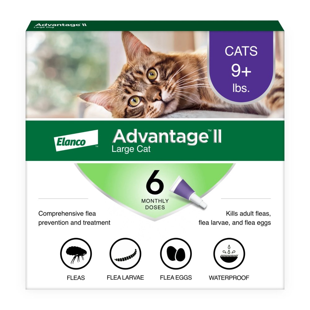 Advantage II Vet-Recommended Flea Prevention for Large Cats 9 lbs, 6-Monthly Treatments