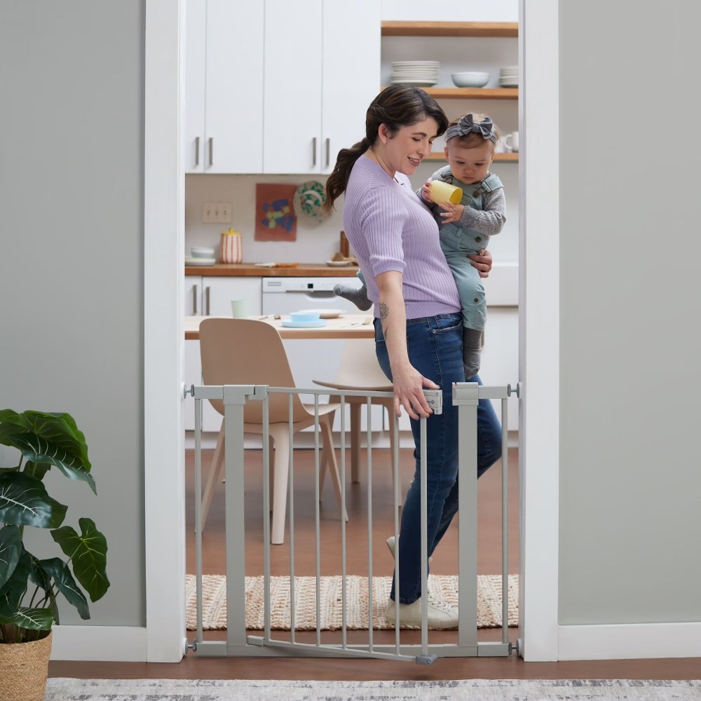 Safety 1st Pressure Mounted Baby Gates for Doorways, SecureTech No-Drill, With Door, 29-38", Gray