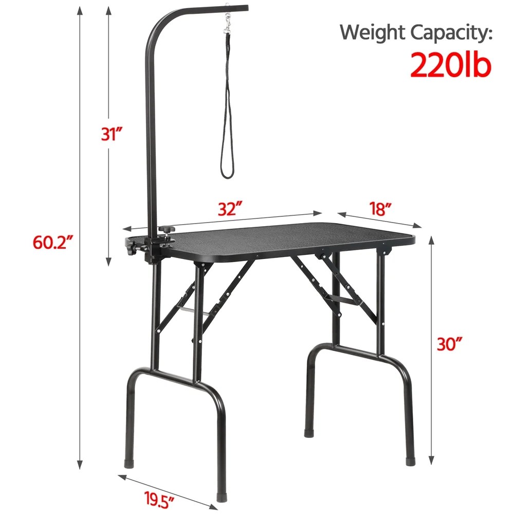 Yaheetech Professional 32" Foldable Pet Grooming Table with Arm Noose and Mesh Tray - Image 9