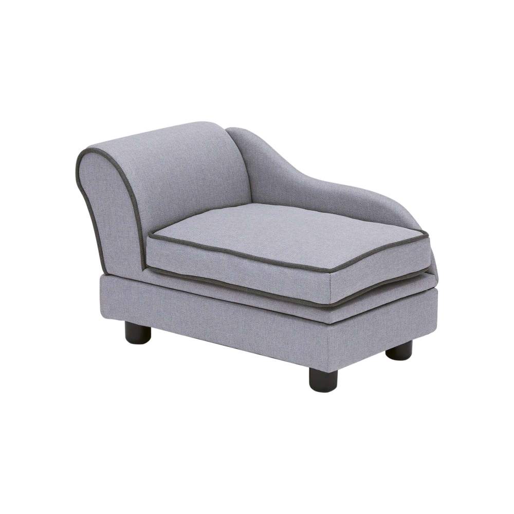 Teamson Pets Ivan Chaise Lounge Dog Bed with Storage for Pets up to 33 lbs, Gray - Image 3