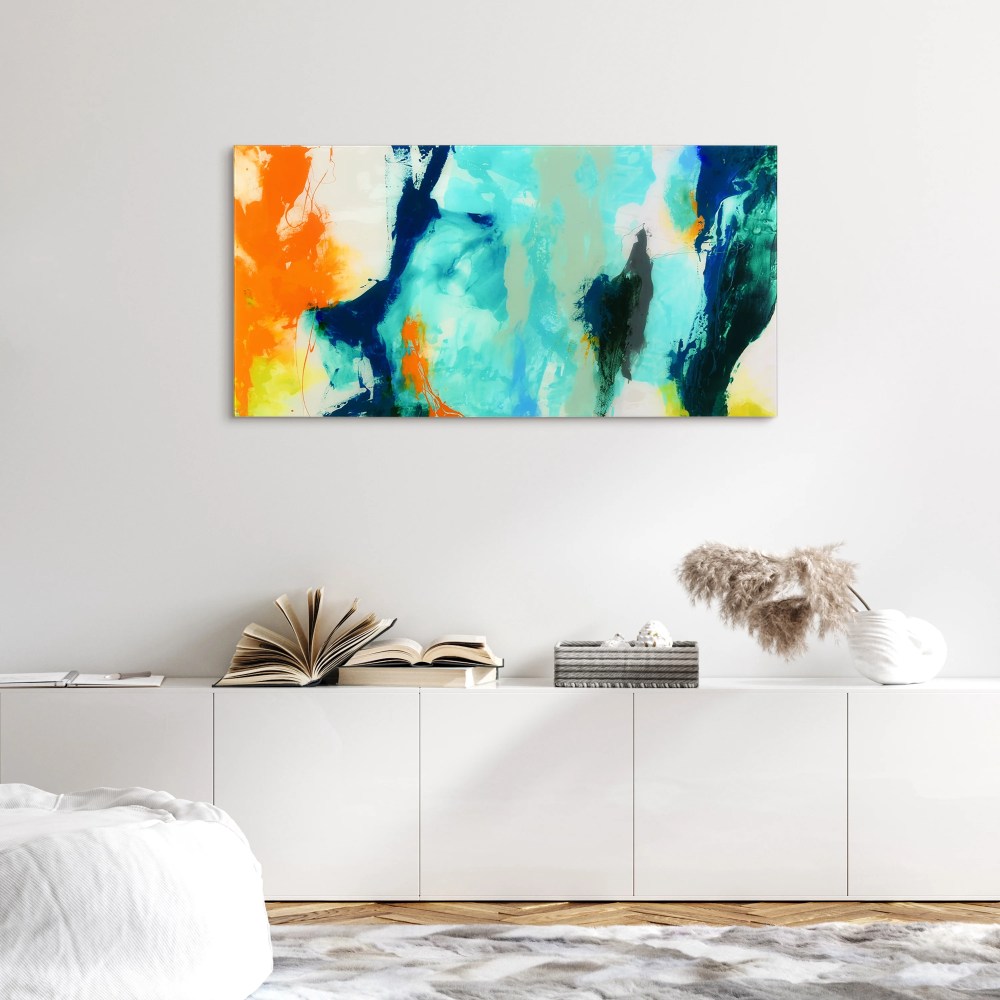 Empire Art Direct Tidal Abstract 2 Frameless Free Floating Tempered Glass Panel Graphic Wall Art, 24" x 48" x 0.2", Ready to Hang - Image 5