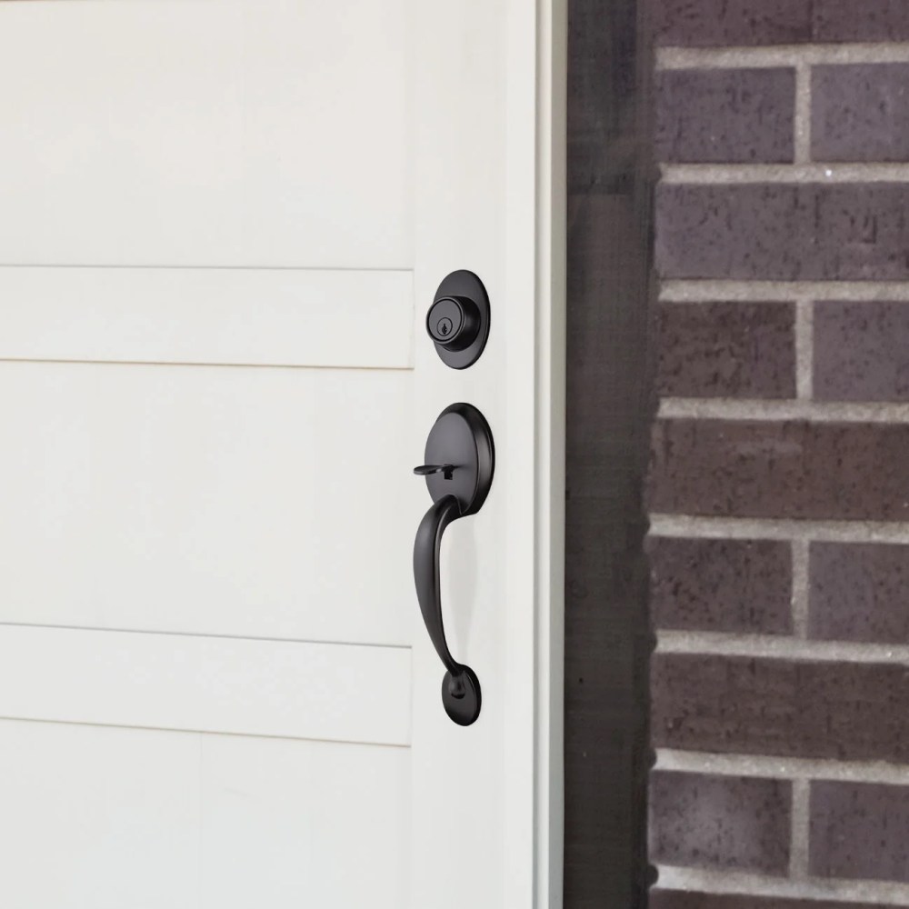 Design House Coventry 2-Way Door Handleset with Springdale Interior Lever and Single Cylinder Deadbolt, Matte Black - Image 10