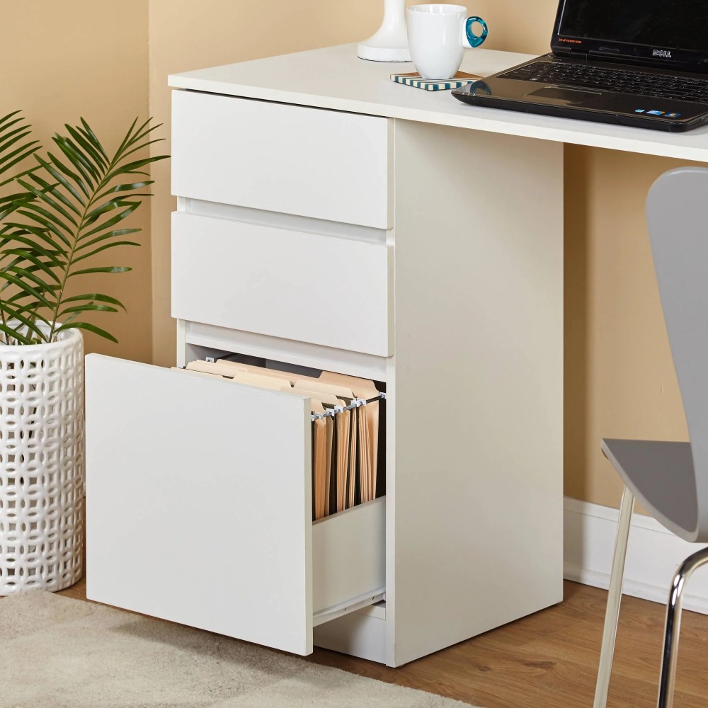 Como Writing Desk with 3 Storage Drawers, White - Image 4