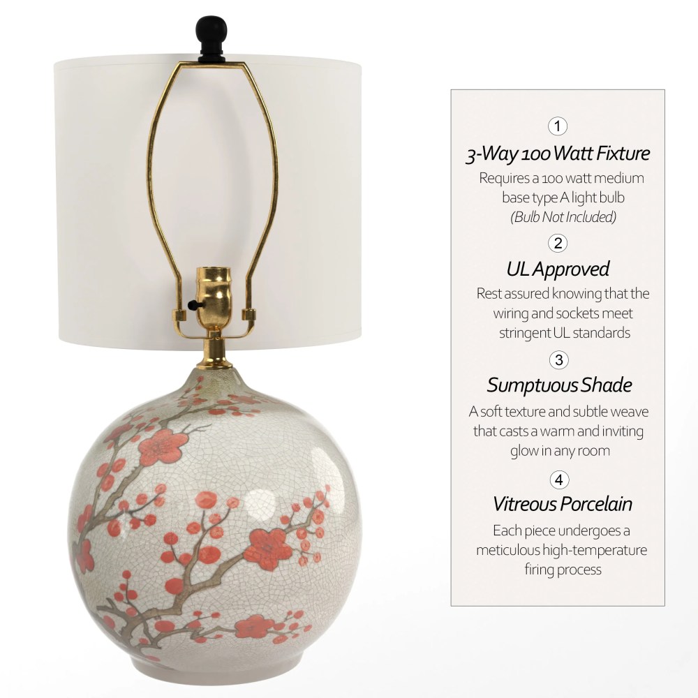 Oriental Furniture 20" Cherry Blossom Vase Lamp, oriental design, decorative item - Image 4