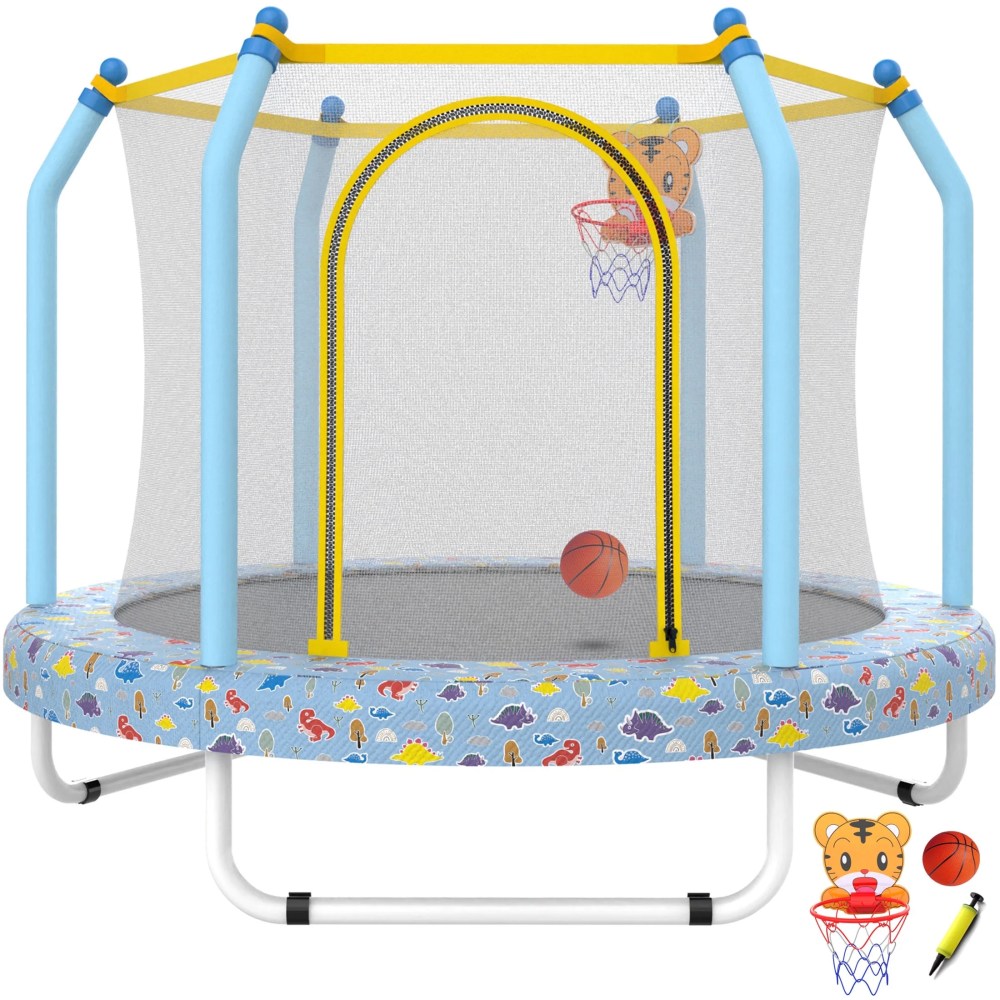 55" Toddler Trampoline for Kids, SEGMART Kids Trampoline with Enclosure Net and Balls, Indoor Outdoor Mini Small Trampoline Birthday Gifts for Boys and Girls Age 3 Months and up