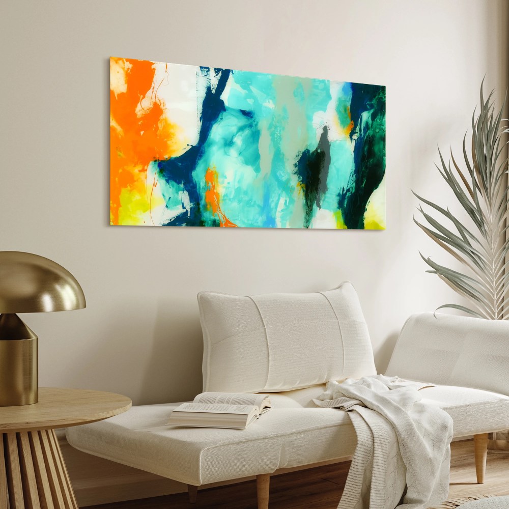 Empire Art Direct Tidal Abstract 2 Frameless Free Floating Tempered Glass Panel Graphic Wall Art, 24" x 48" x 0.2", Ready to Hang - Image 7
