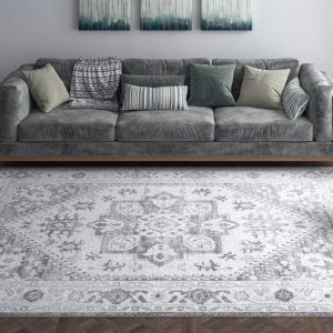 57 Modern Gray Area Rugs for Living Room Bedroom Rug Dining Room Rug Indoor Entry or Entryway Rug Kitchen Rug Alfombras para Salas 5'3" x 7'3"