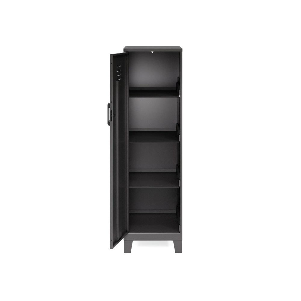 Space Solutions 53.38 inch High 4 Shelf Storage Locker Cabinet, Welded Metal, Fully Assembled, Vented Door, 3 inch Riser Legs, Black - Image 13