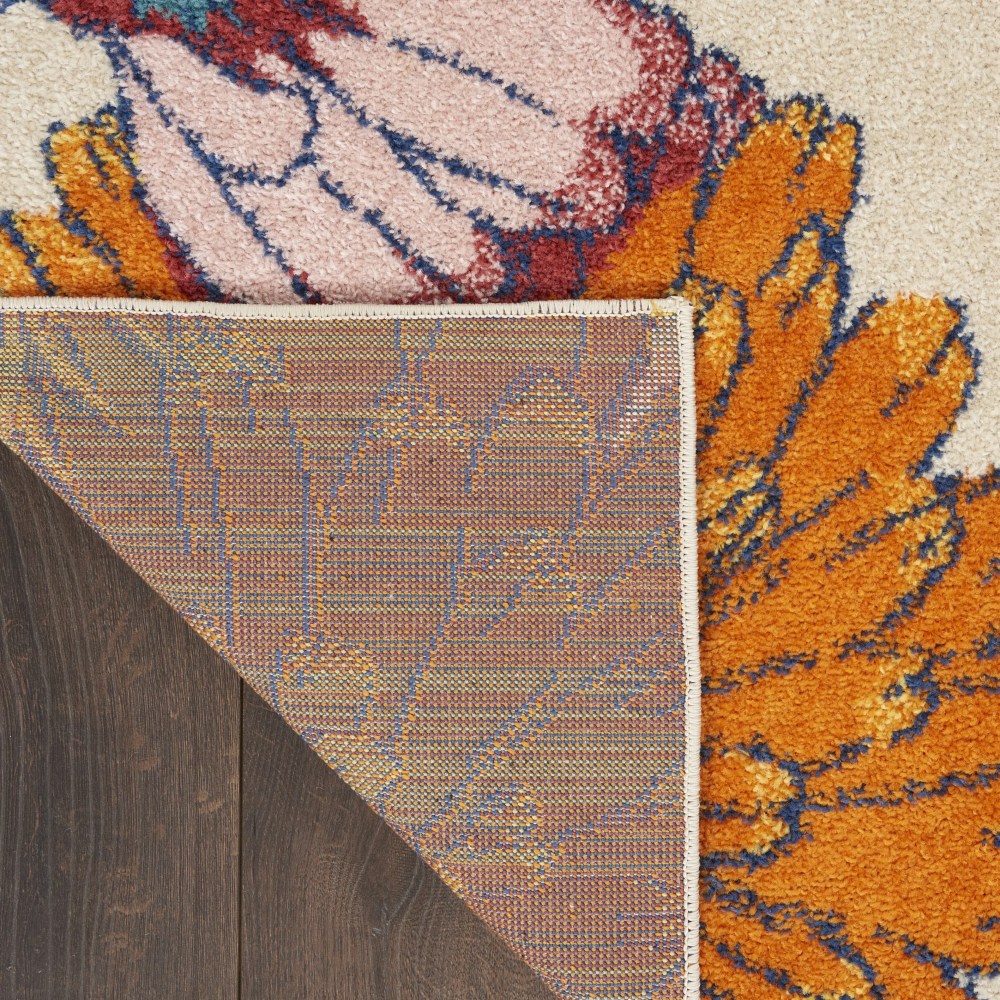 Nourison Allur Modern Floral Ivory Multicolor 5'3" x 7'3" Area Rug, (5" x 7") - Image 2