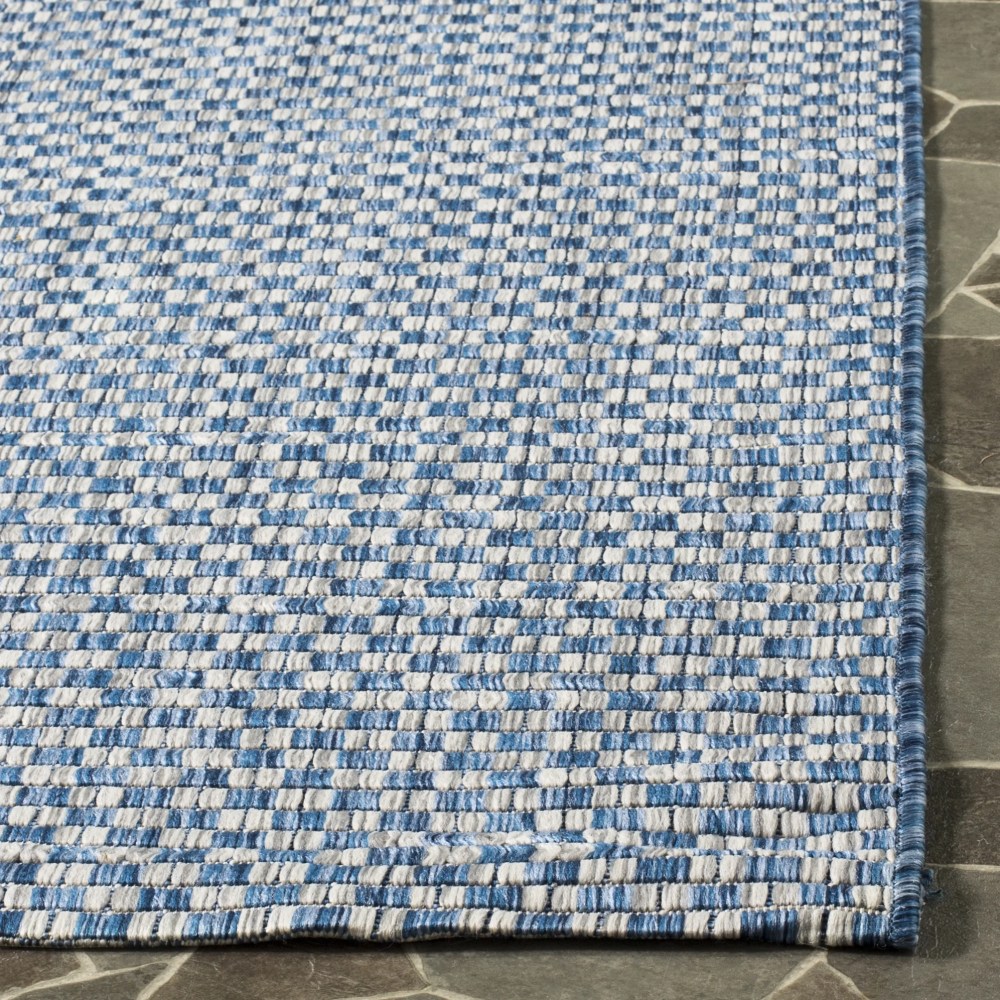 SAFAVIEH Courtyard Blair Checkered Indoor/Outdoor Area Rug, Blue/Light Grey, 5'3" x 7'7" - Image 13