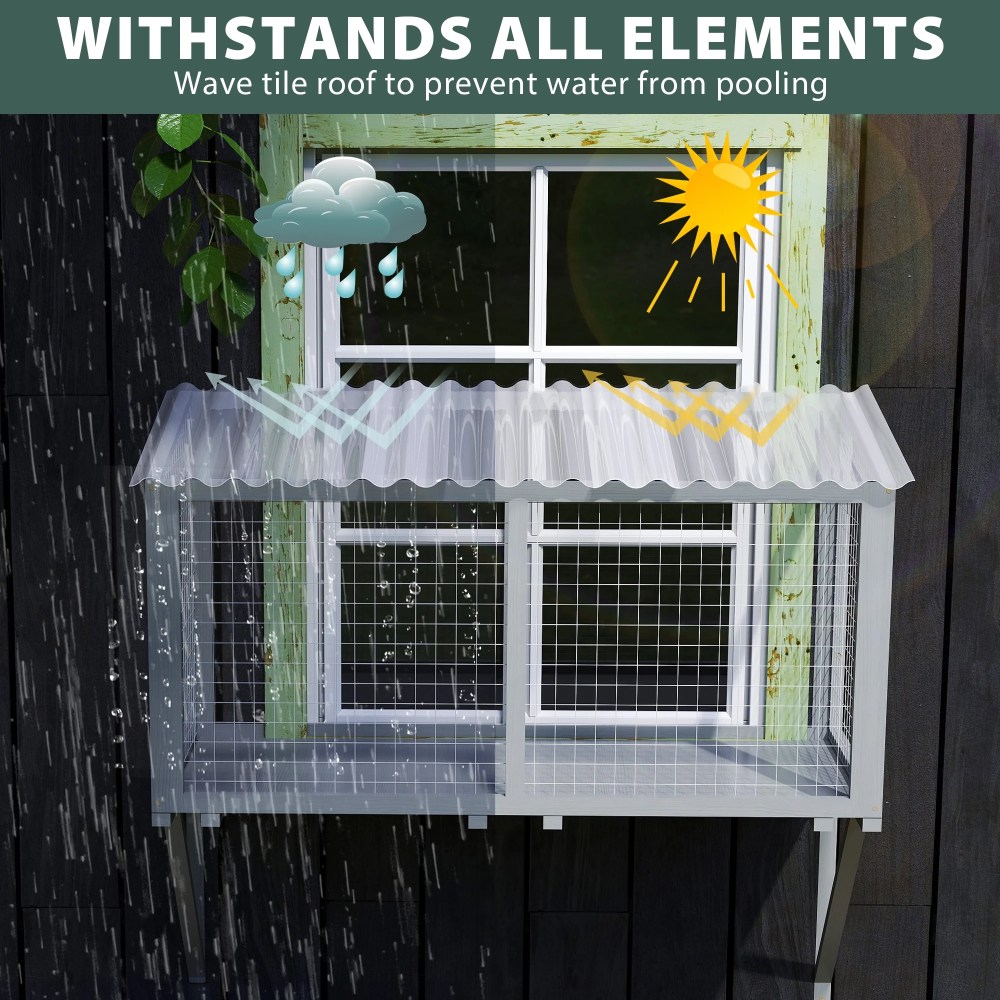 COZIWOW Weatherproof Cat Window Perch, Outdoor Cat Catio, Cat Cage for Cat Patio, Cat Window Box, Dark Gray - Image 5