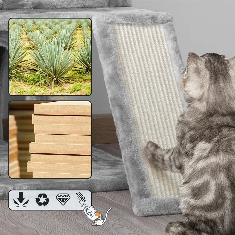 Alden Design 36" Cat Tree with Condo and Scratching Post Tower, Dark Gray - Image 4