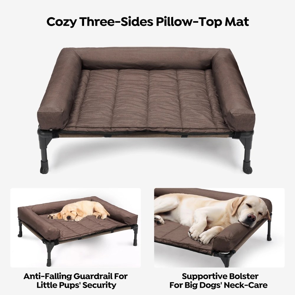 Veehoo Cooling Elevated Dog Bed Waterproof Removable Pillow-Top Mat, Dog Sofa Bed, Large, Brown - Image 4