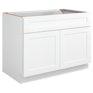 Design House Brookings Solid Wood Ready to Assemble Sink Base Kitchen Cabinet (42" x 24" x 34.5"),  Sherwin Williams White