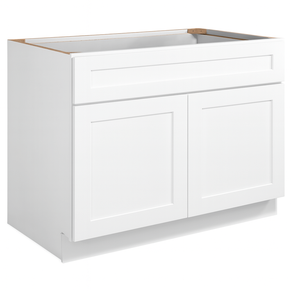Design House Brookings Solid Wood Ready to Assemble Sink Base Kitchen Cabinet (42" x 24" x 34.5"), Sherwin Williams White