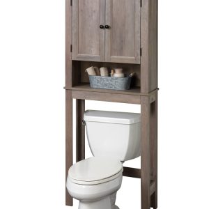 Zenna Home Custom Suite MDF over-the-Toilet Spacesaver,Bathroom Organizer,3 Shelves,Gray