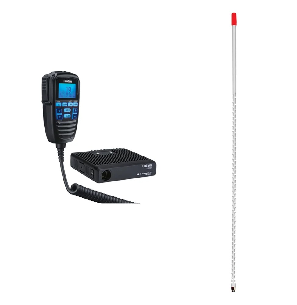 Uniden CMX760 40-CH Off-Road Compact CB Radio & Tram 4-W-HC Fiberglass CB Antenna