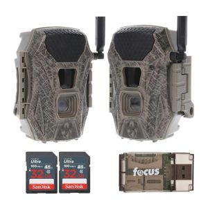 Wildgame Innovations Terra Cell 16MP Cellular Trail Camera (2-Pack) Bundle with 32GB Ultra SDHC UHS-I Memory Card (2-Pack) and USB Card Reader (9 Items)