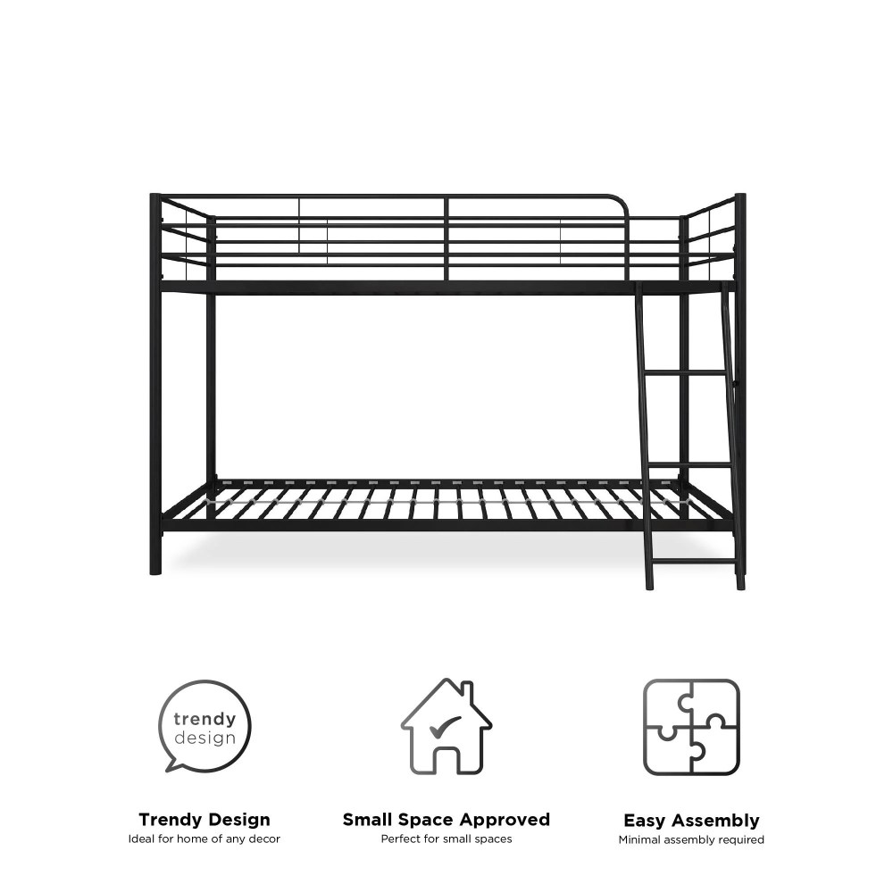 Mainstays Small Spaces Twin-over-Twin Low Profile Junior Bunk Bed, Black - Image 8