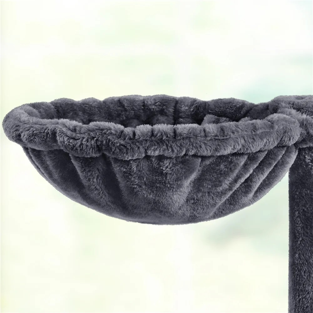 Alden Design 54" Cat Tree with Hammock, Basket and Scratching Post Tower, Dark Gray - Image 5