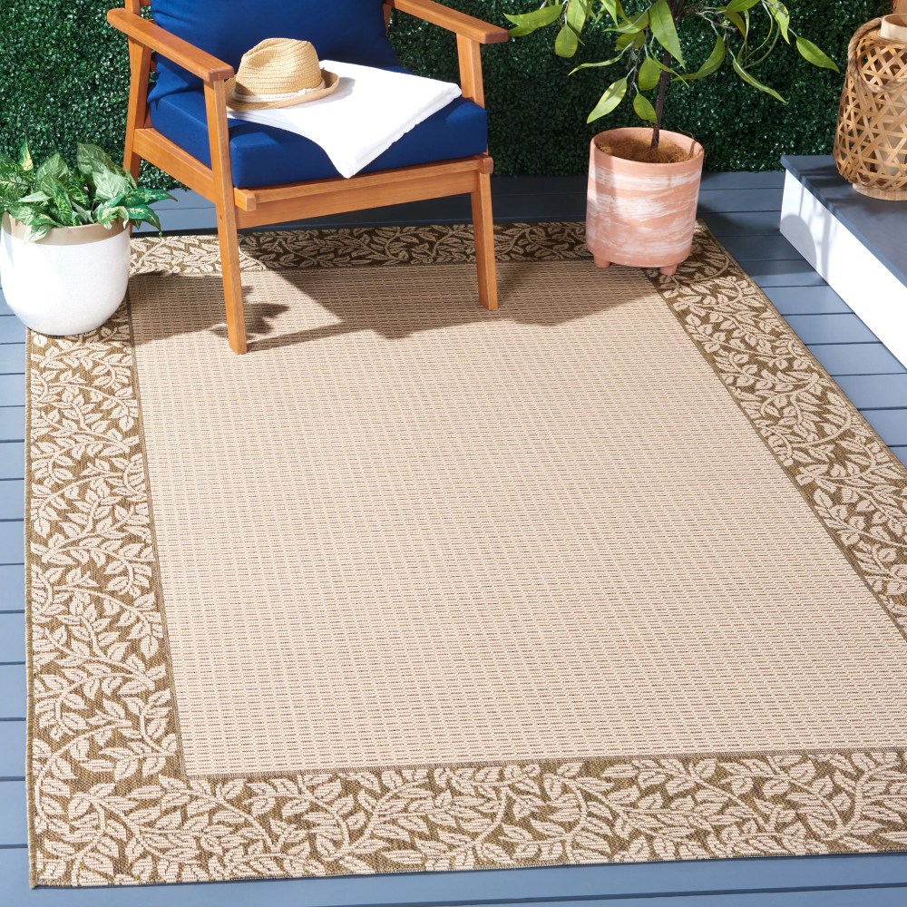 SAFAVIEH Courtyard Regent Oriental Indoor/Outdoor Area Rug, Natural/Brown, 5'3" x 7'7" - Image 10
