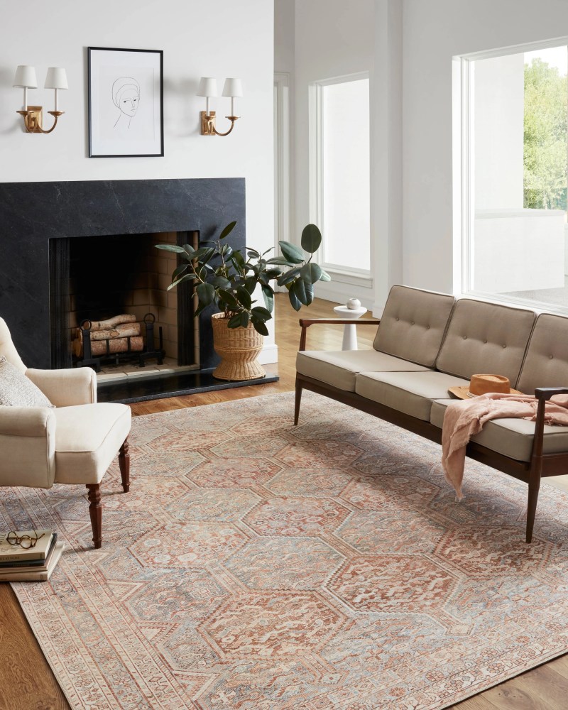 Chris Loves Julia x Loloi Jules Tangerine/Mist 5"-0" x 7"-6" Area Rug - Image 3