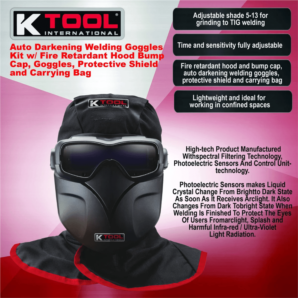 K Tool 70046 Auto Darkening Welding Goggle Kit, Complete Protection Set - Image 7