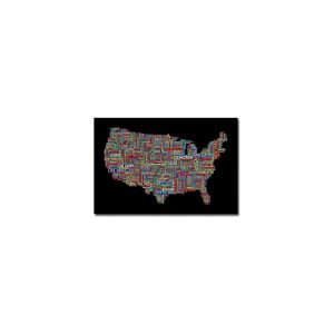 Trademark Art "US Cities Text Map II" Canvas Wall Art by Michael Tompsett